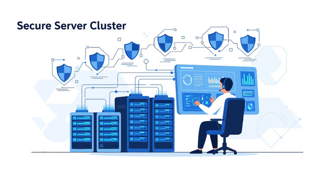 Secure Server Cluster with Data Security Concept and IT Administrator