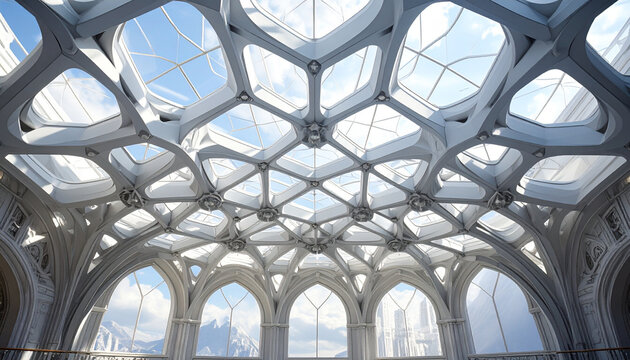Geometric architecture skylight interior