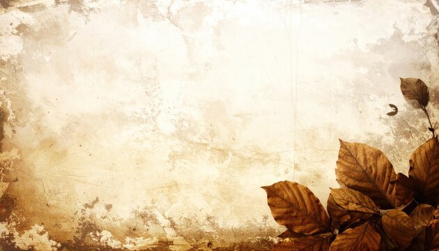 Vintage style beige background with autumn leaves for design elements and concepts