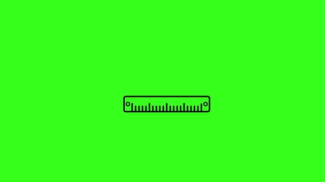 Measuring Ruler Icon Rotating and Aligning Animation on Green Screen