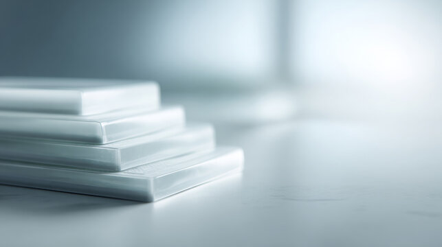 Stack of blank white DVD cases