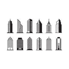 Obraz premium Building silhouettes collection on a white background