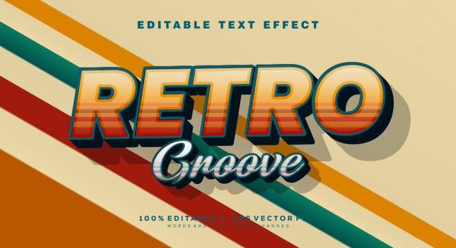 retro groove text effects, vintage colors.Text style effects.