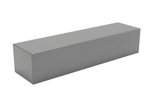 Minimalist gray rectangular prism in monochromatic shading isolated on transparent background