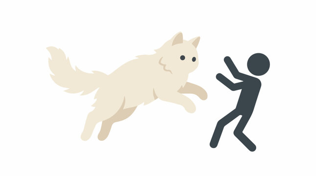 Large white fluffy cat pouncing on surprised person