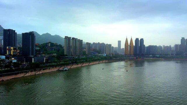 20 April 2026 Chongqing China Metropolis, situated  on the Yangtze and Jcolourful skies and rivers , mountainous city with a plethora of high-rise buildings and known as a city of Bridges  
