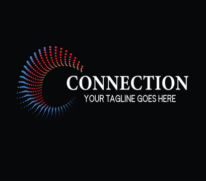 Abstract Connection Technology Logo Design &ndash; Modern Digital Network Branding with Colorful Circular Dots, Futuristic Business Identity Template for Startup, Media & Tech Companies