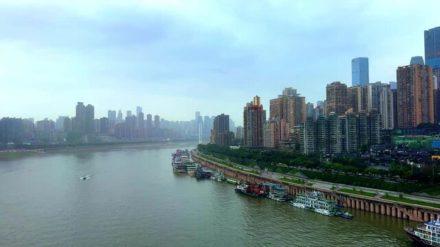 20 April 2026 Chongqing China Metropolis, situated  on the Yangtze and Jcolourful skies and rivers , mountainous city with a plethora of high-rise buildings and known as a city of Bridges  