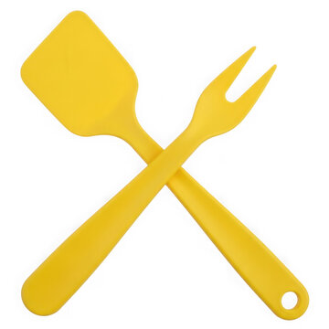 Yellow spatula and fork crossed icon