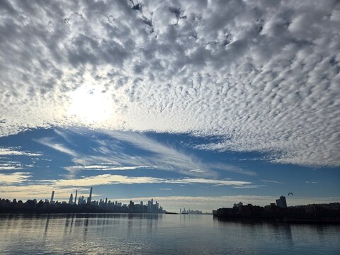 Beautiful dramatic clouds over the sky of New York City