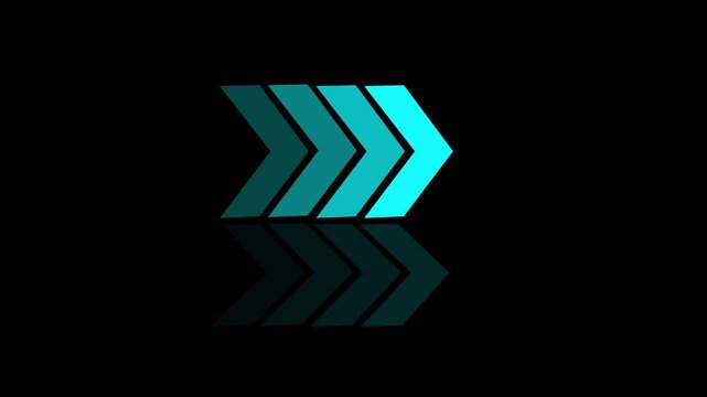 Fast forward white symbols icon symbol animation on black background. Fast forward sign moving forward