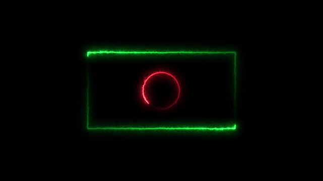 neon glowing frame background. Laser saber border animation repeated moves. Transparent background. The glowing saber line