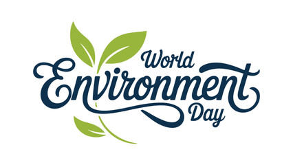 world environment day decorative eco typography with green leaves and elegant calligraphy environmental awareness vector illustration for sustainability celebration © VectAmaze