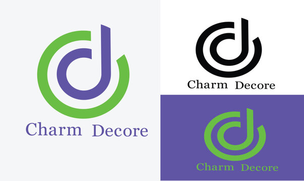 Minimalist Charm Decore Logo Design: Modern Circular Monogram Branding for Interior Decor, Luxury Furniture, and Home Aesthetics &ndash; Professional Visual Identity and Grid Systems