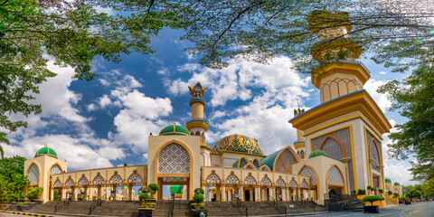 Grand mosque Islamic Center NTB in Mataram with domes and minarets Lombok Indonesia © jovannig
