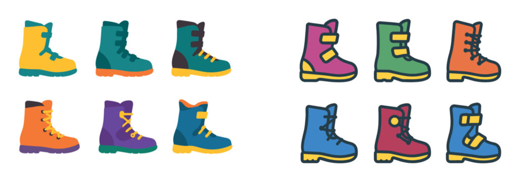 Boot icons with lace ankle sole colorful