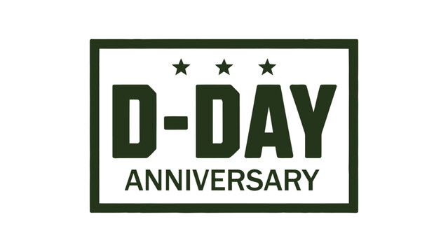 d day anniversary military typography badge with stars patriotic remembrance memorial vector illustration for world war ii historical commemoration design