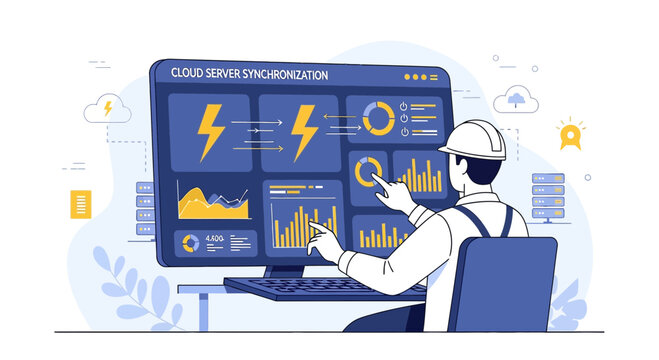 IT Professional Monitoring Cloud Server Synchronization Performance Data