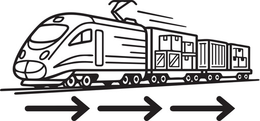 Fast train transporting goods © Silhouette Vector 