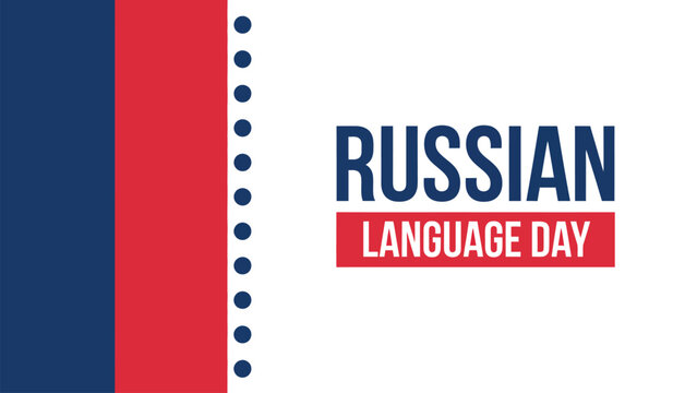 russian language day banner design with russian flag inspired colors modern typography and decorative pattern educational cultural vector illustration artwork