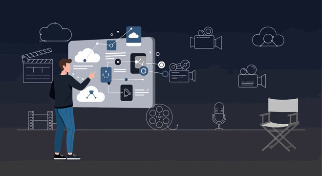 Filmmaking Technology Workflow & Digital Media Production Concept