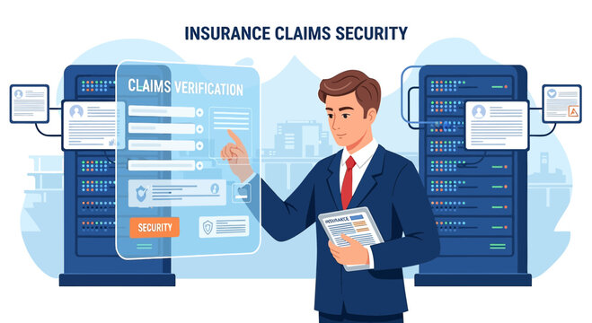 Insurance Claims Verification Security System with Man and Servers