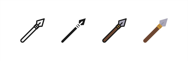 Naklejka premium Hunting Spear icon multiple style collection. Vector illustration.