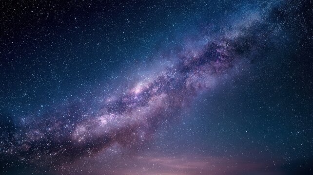 Sparkling Milky Way Galaxy in Deep Dark Night Sky, Cosmic Celestial Landscape, Starry Space Background for Wallpapers, Digital Art and Creative Design Projects