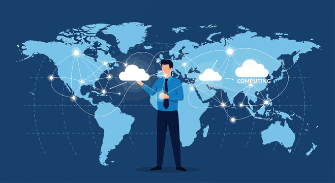 Global Cloud Computing Network Concept Art
