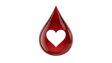 Fototapeta premium Red blood drop with heart isolated on black background for medical healthcare and blood donation design element background asset for professional science digital art design work