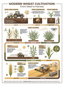 Modern Wheat Cultivation Infographic From Seed to Harvest