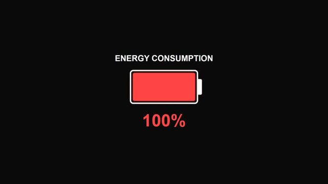 Battery charging and energy consumption animation with percentage counter
