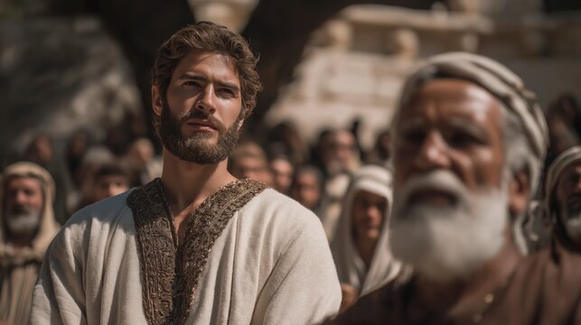 Rehoboam stands before the tribes choosing harsh rule, showing how pride rejects wisdom and leads to division instead of unity under wise leadership
