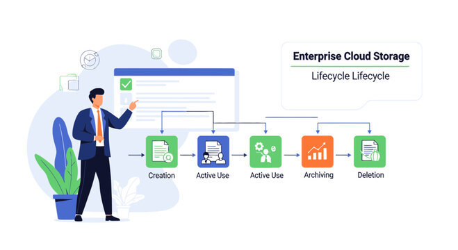 Enterprise Cloud Storage Data Management Lifecycle Process Diagram