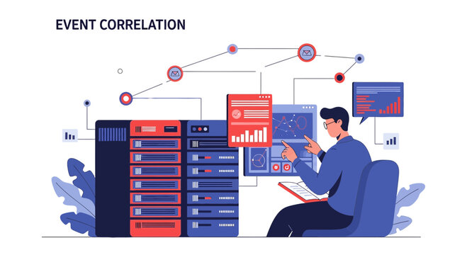 Event Correlation Data Analysis and Server Network