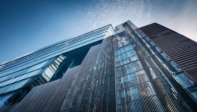 glass office facade in frankfurt financial district with geometric grid pattern modern architecture detail reflecting corporate identity innovation and progress in contemporary urban design