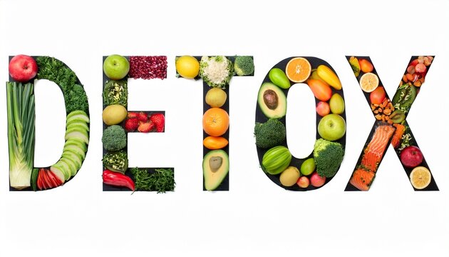 detox large text from food detox spell using large letters made of fruits vegetables and pulses