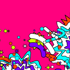Naklejka premium Surreal Abstract Background with Copy Space in Acid Pink and Neon Green