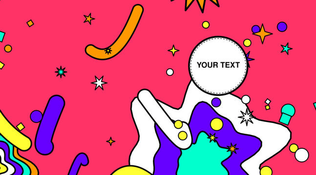 Surreal Social Media Template with Text Badge in Saturated Hyper Pop Colors