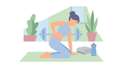Fototapeta premium Athlete performing home workout exercise routine.