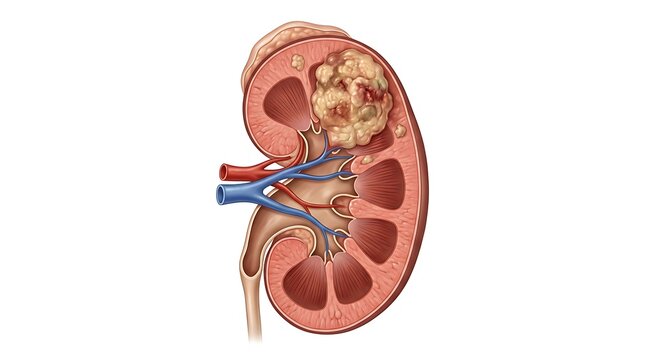 Kidney Cancer Tumor Growth Detailed Renal Oncology Medical Illustration