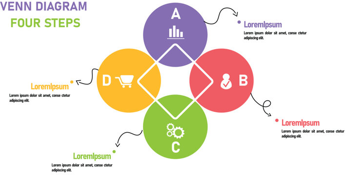 Venn diagram infographic chart vector template modern style