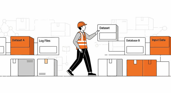 Data management worker organizing information flow