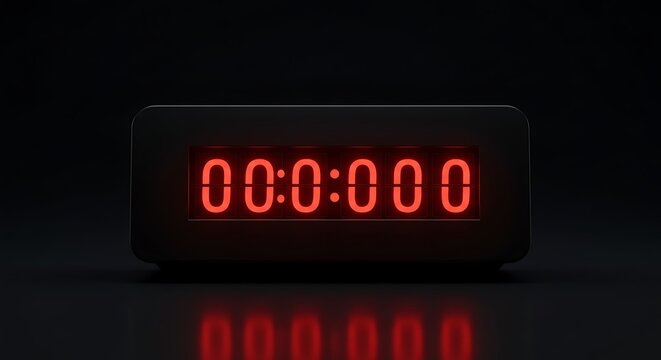 Countdown timer with bright red numbers on sleek digital display