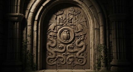 Naklejka premium Ornate stone door entrance.