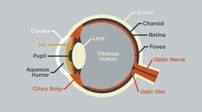 Detailed Cross Section Illustration Of Human Eye Anatomy.