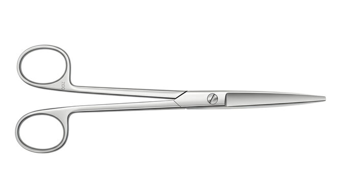 Straight surgical scissors isolated on transparent background