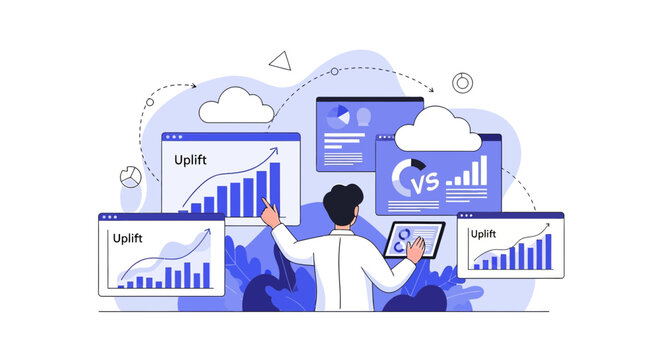 Data analysis person with charts and graphs, business growth concept