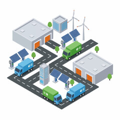 Fototapeta premium Electric vehicles and sustainable energy solutions.