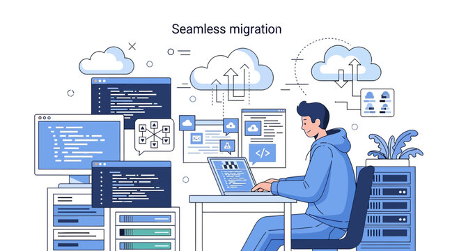 Cybersecurity Cloud Migration Tech Data Transfer Network Server Code Development